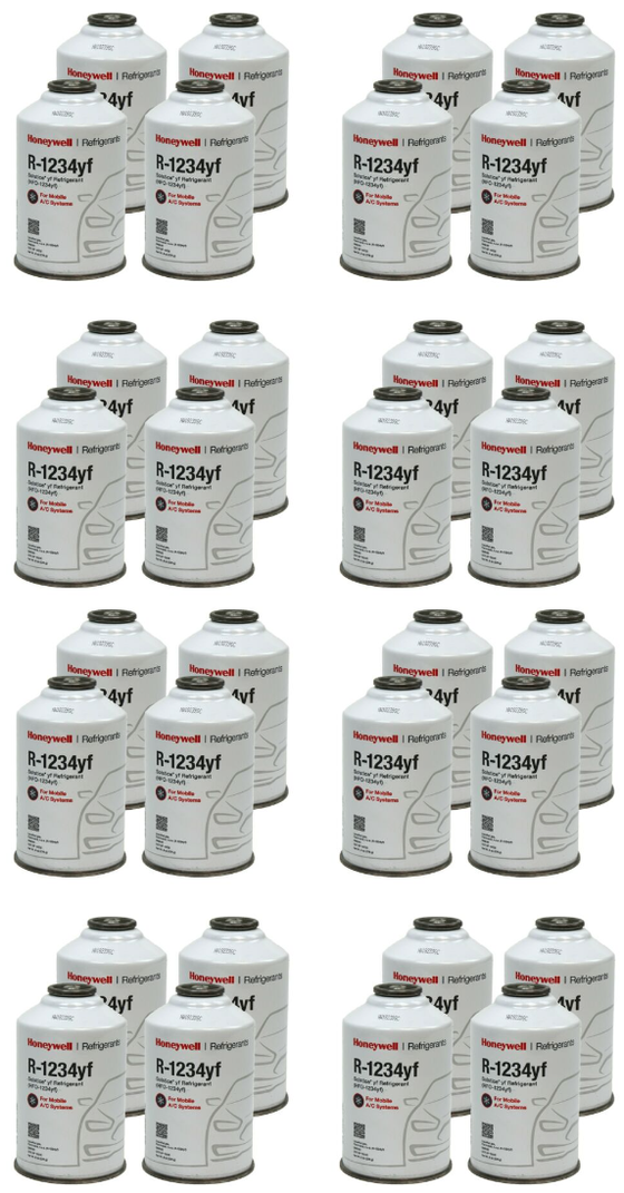 Honeywell R-1234yf, Thirty-Two(32) 8-ounce Cans of Refrigerant (EIGHT CASES) (Brand may vary between Honeywell or National Refrigerants)