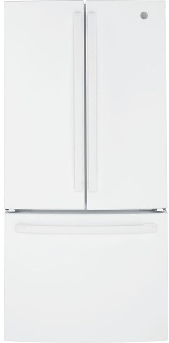 GE® 33" 18.6 Cu. Ft. White Counter Depth French Door Refrigerator with Internal Water Dispenser