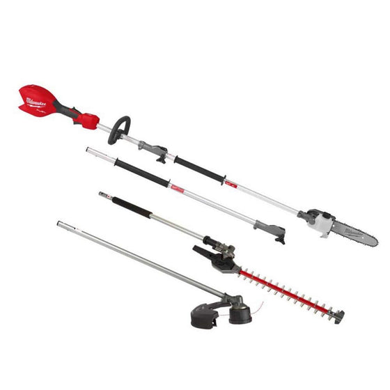 Milwaukee M18 FUEL 18V 10 in. Brushless Cordless Battery Powered QUIK-LOK Pole Saw w/ String Trimmer & Hedge Trimmer Attachments 3016-20PS-49-16-2717-49-16-2719